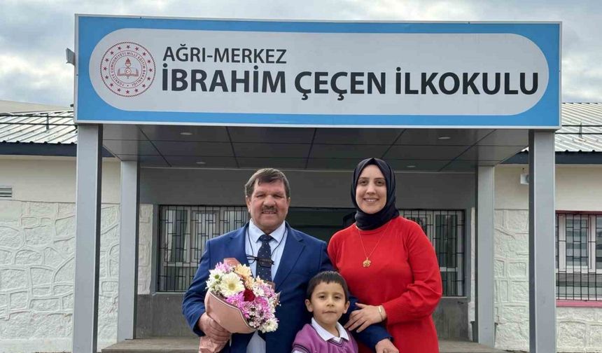 Başarılarla dolu 45 yıllık öğretmenlik hayatına, önlüğünü kızına devrederek veda etti