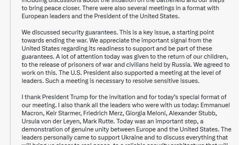Ukrayna Devlet Başkanı Zelenskiy: "ABD’nin güvenlik garantilerine destek sinyalini memnuniyetle karşılıyoruz"