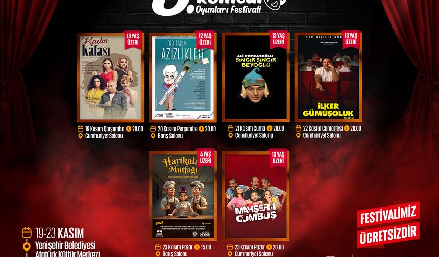 5. Yenişehir Komedi Oyunları Festivali Başlıyor