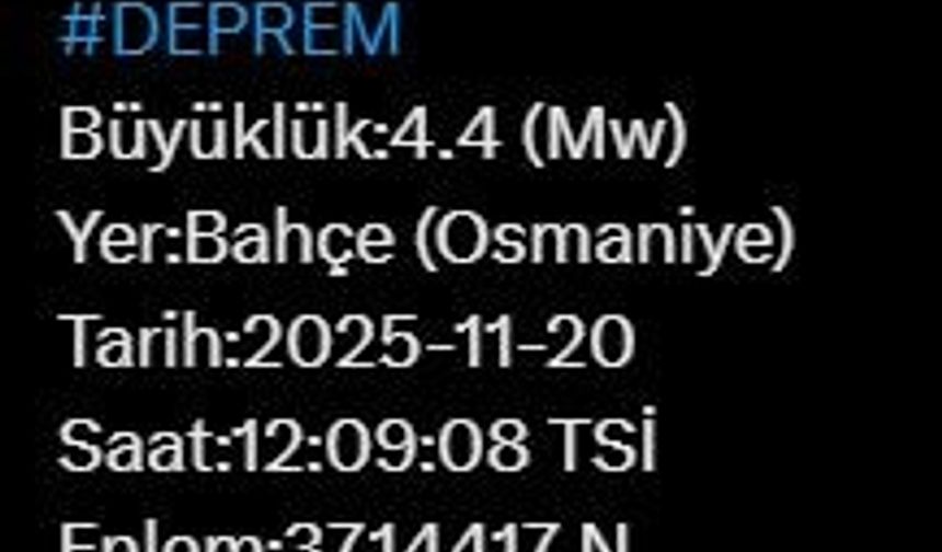 Osmaniye’de 4.4 büyüklüğünde deprem