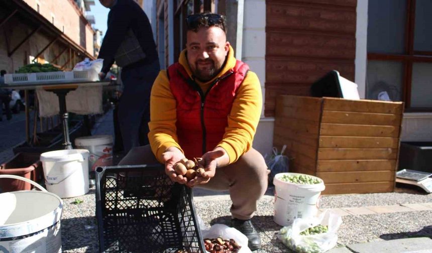 Aydın dağlarından gelen lezzet beşbıyık meyvesi tezgahlarda yerini aldı