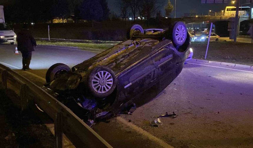 Kontrolden çıkan otomobil takla attı