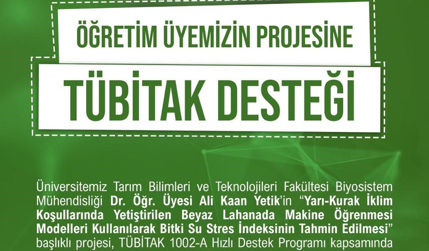 Yapay zeka destekli tarım projesine TÜBİTAK’tan destek