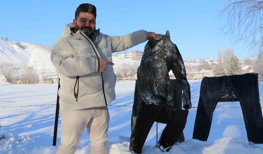 Sibirya soğukları Sivas'ı dondurdu, çamaşırlar kaskatı kesildi