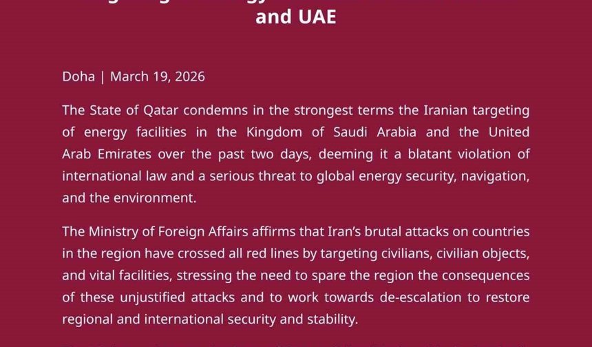 Katar'dan İran'ın Suudi Arabistan ve BAE'deki enerji tesislerine yönelik saldırılarına kınama