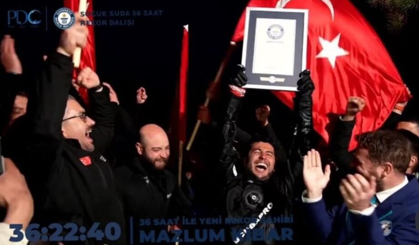 Mazlum Kibar, suda 36 saat kalarak ‘Guinness Dünya Rekoru’nu kırdı!