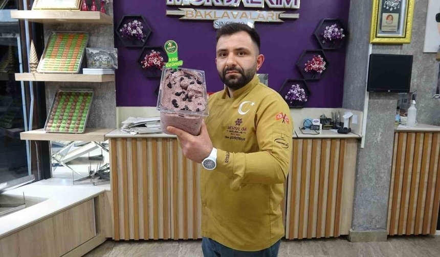 Kilis'in 'horoz karası' üzümü dondurmaya dönüştü