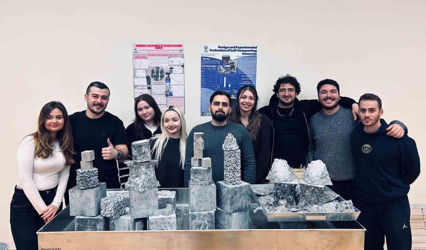 Öğrenciler, sürdürülebilir ve çevre dostu yeni nesil beton üretti