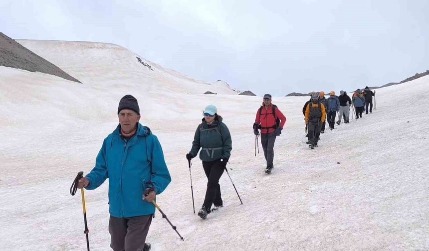 Vangölü aktivistlerinden Süphan Dağı zirvesinde 'Van Gölü' mesajı