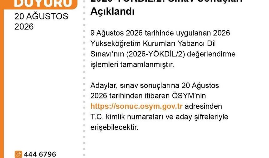 2026-YÖKDİL/2 sonuçları açıklandı