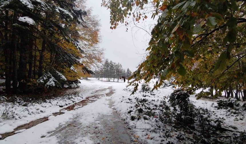 Bolu'nun doğa harikası Abant'ta sonbahar ve kış bir arada