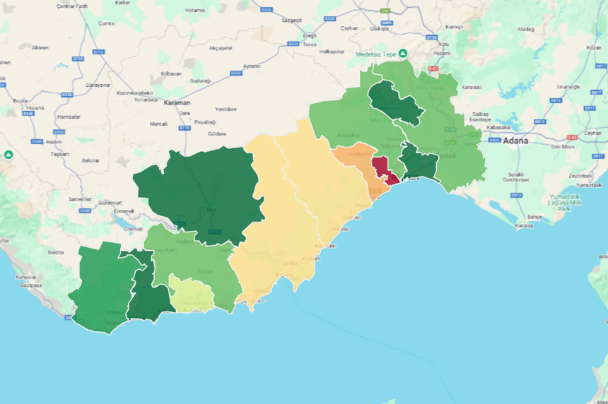 Mersin ilçelerinin konut kiralarında sıralaması nedir?