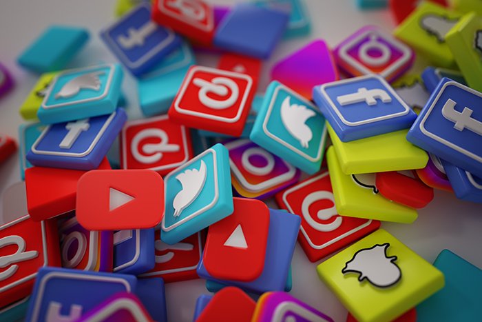 Pile 3D Popular Social Media Logos