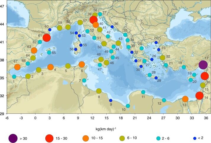 Akdeniz’de Plastik Atıklar En Çok İtalya Ve Türkiye Kıyılarında Yogunluk Hari̇tasi 2019 Yılından